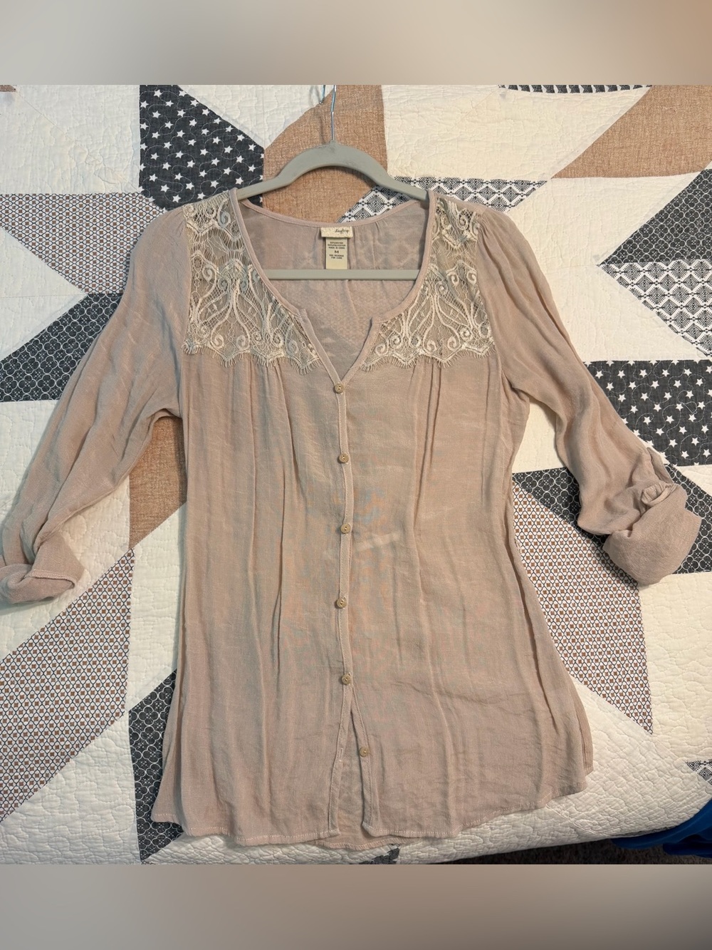 Daytrip Lace Yoke Tunic - Blush Pink